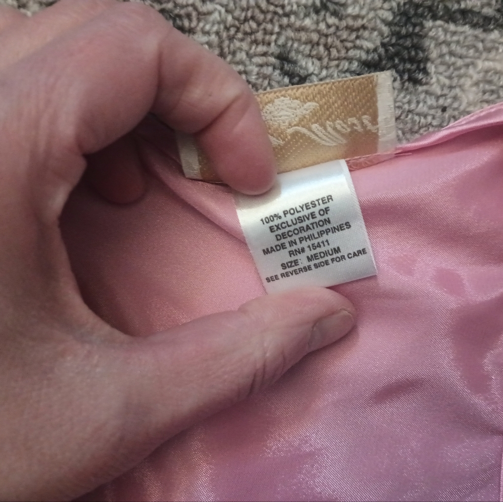 Vintage Inner Most Satin Slip Dress Medium Pink Floral Embroidered Dainty Y2K - Picture 12 of 12